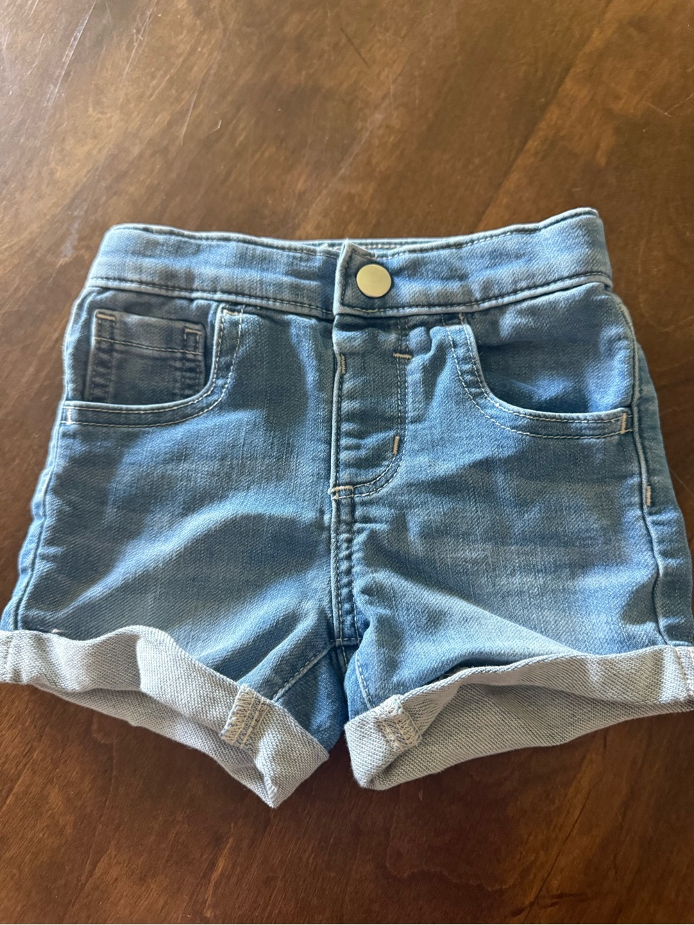 Ruffle Butts Light Blue Denim Roll-Cuff Shorts